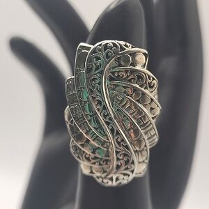 Sarda Solid 925 Silver Handmade Ring 11.8G 3 Motifs Sz 7
